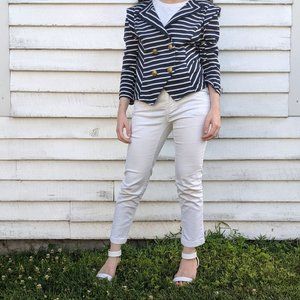 double-breasted striped jacket